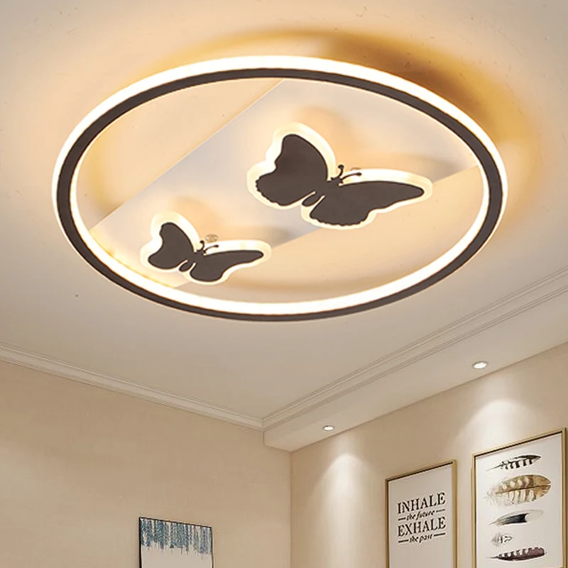 Schwarze Doppel-Schmetterlings-LED-Deckenleuchte, moderne, stilvolle Acryl-Deckenleuchte für Schlafzimmer Clearhalo