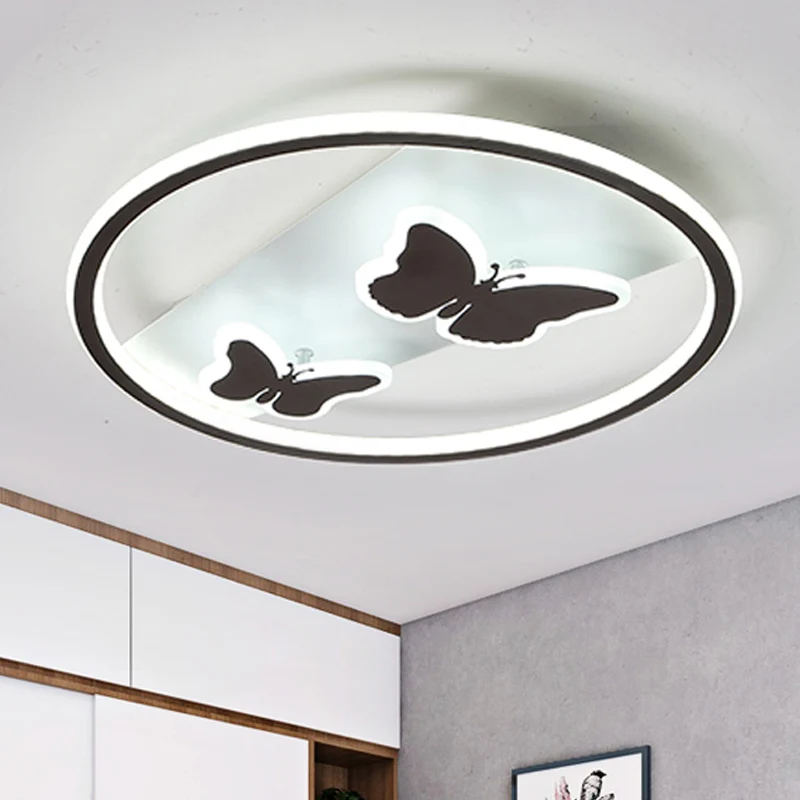 Schwarze Doppel-Schmetterlings-LED-Deckenleuchte, moderne, stilvolle Acryl-Deckenleuchte für Schlafzimmer Clearhalo