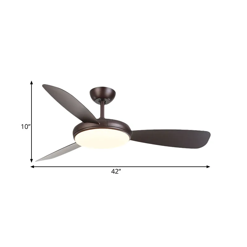 Schwarzer LED-Deckenventilator, modernistische Acryl-Lampe mit 3 Flügeln, halbbündige Montage für Schlafzimmer, 106,7 cm b...
