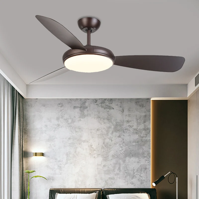 Schwarzer LED-Deckenventilator, modernistische Acryl-Lampe mit 3 Flügeln, halbbündige Montage für Schlafzimmer, 106,7 cm b...