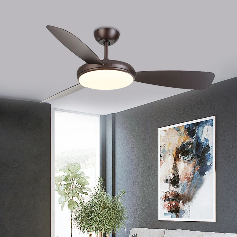 Schwarzer LED-Deckenventilator, modernistische Acryl-Lampe mit 3 Flügeln, halbbündige Montage für Schlafzimmer, 106,7 cm b...