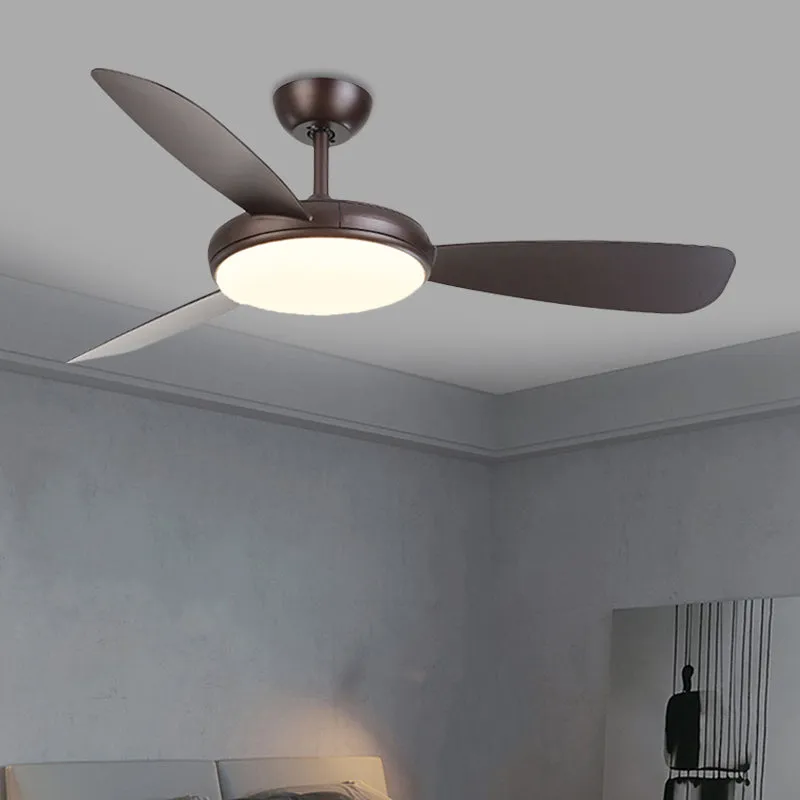 Schwarzer LED-Deckenventilator, modernistische Acryl-Lampe mit 3 Flügeln, halbbündige Montage für Schlafzimmer, 106,7 cm b...