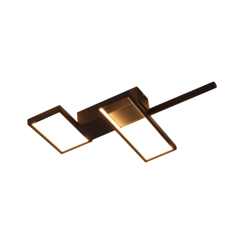 Schwarz/goldene, rechteckige halbbündige Leuchte Simplicity 19"/27,5"/35,5" L LED-Deckenleuchte aus Metall Clearhalo