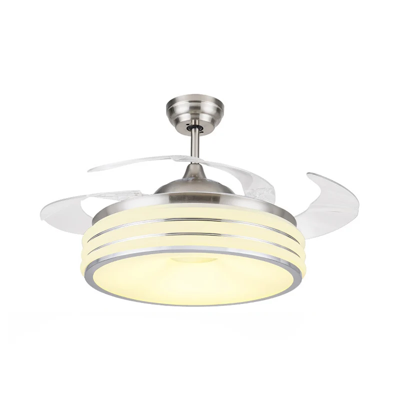 Schwarz/Silber Drum Semi Flush Light Modern Metallic Wohnzimmer 42" W LED-Deckenpendelleuchte mit Wand-/Fernbedienung, 4 F...
