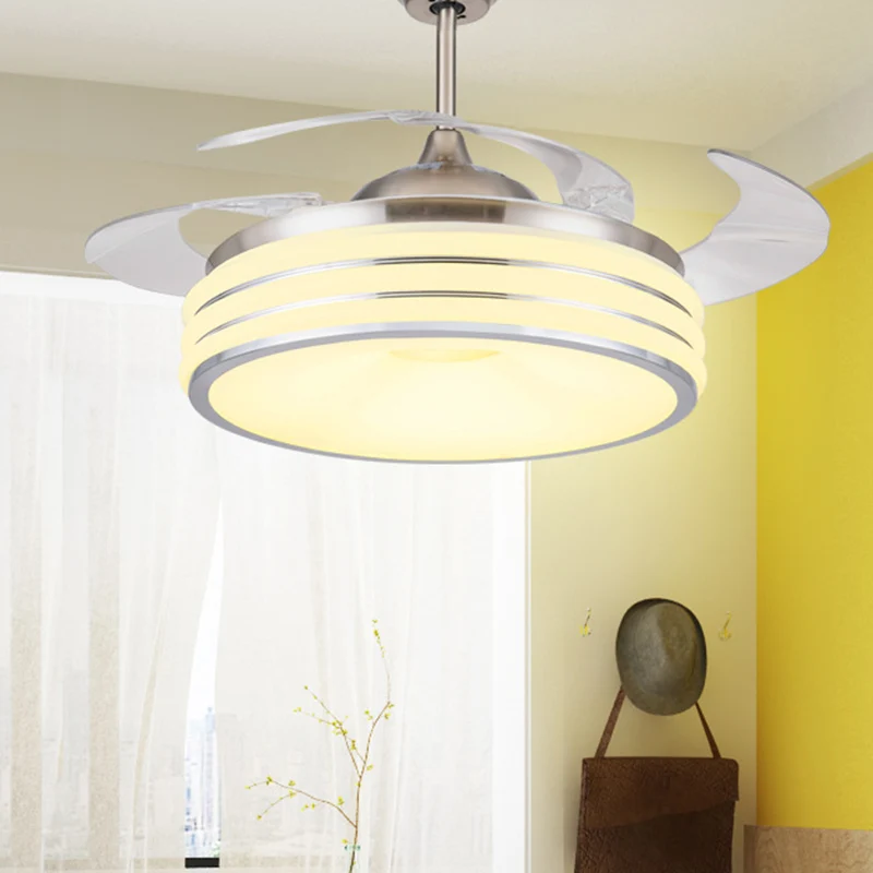 Schwarz/Silber Drum Semi Flush Light Modern Metallic Wohnzimmer 42" W LED-Deckenpendelleuchte mit Wand-/Fernbedienung, 4 F...