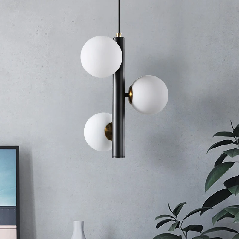Schwarz/Weiß/Gold lineare Kronleuchterleuchte Simplicity 3 Lichter Hängeleuchte aus weißem Glas Clearhalo
