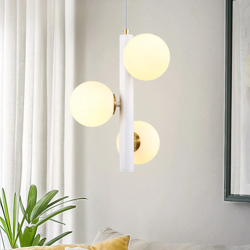 Schwarz/Weiß/Gold lineare Kronleuchterleuchte Simplicity 3 Lichter Hängeleuchte aus weißem Glas Clearhalo