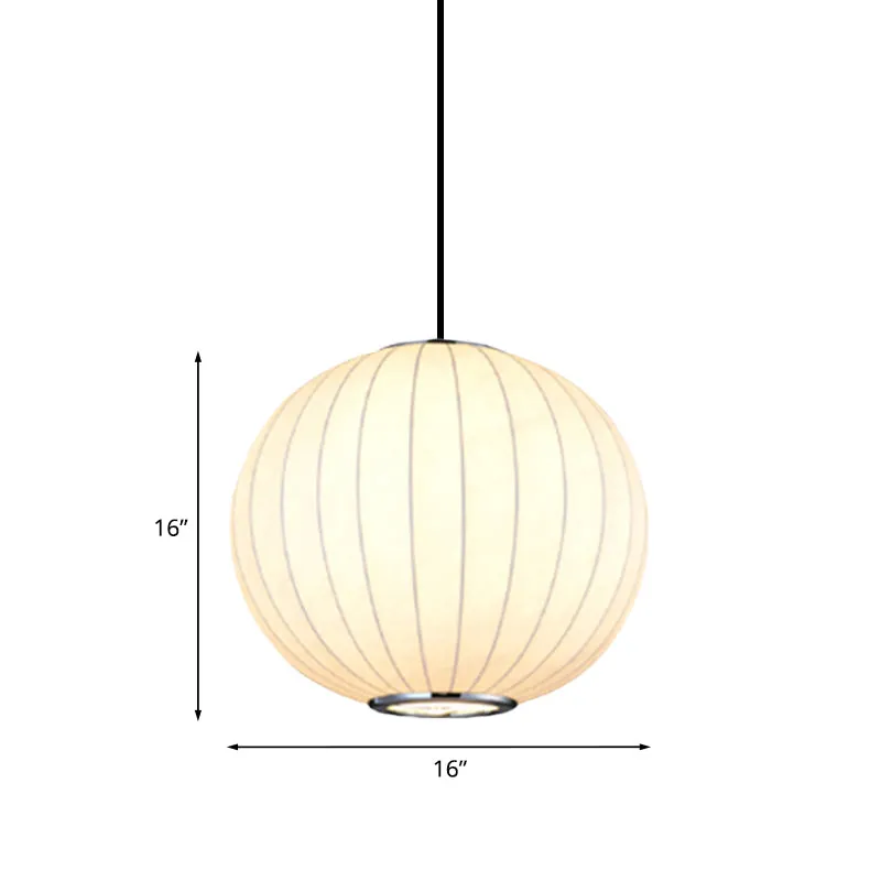 Simplicity 1-Licht-Hängeleuchte mit Stoffschirm, weiße Kugel-Hängeleuchte, 10"/12"/16" B Clearhalo
