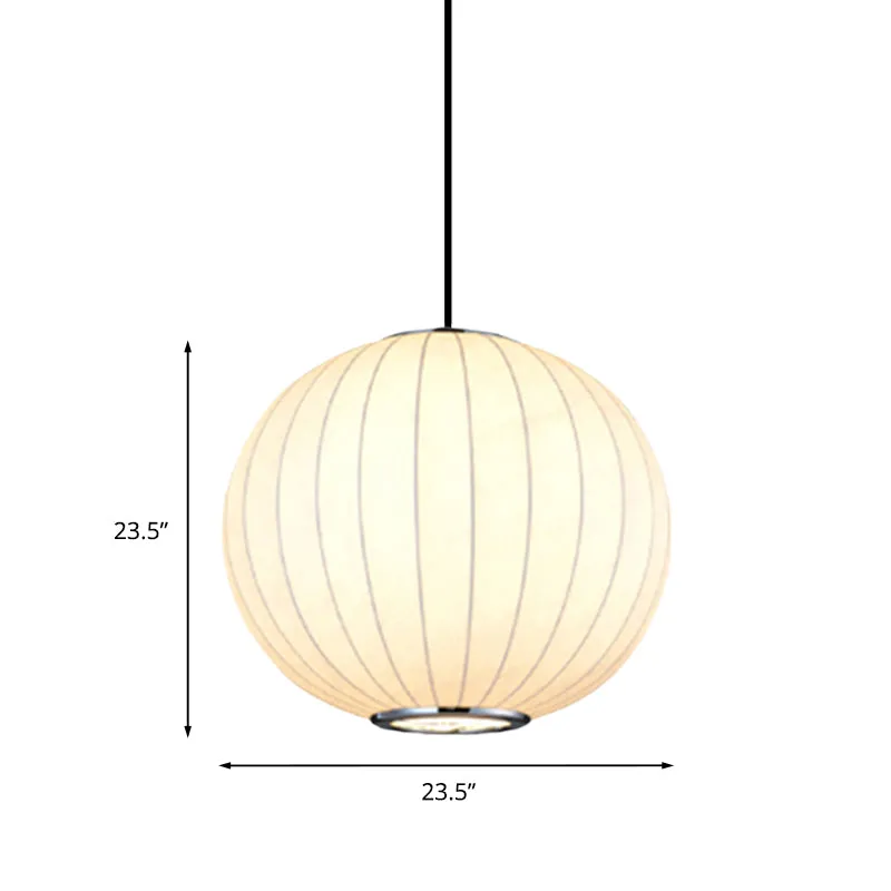 Simplicity 1-Licht-Hängeleuchte mit Stoffschirm, weiße Kugel-Hängeleuchte, 10"/12"/16" B Clearhalo