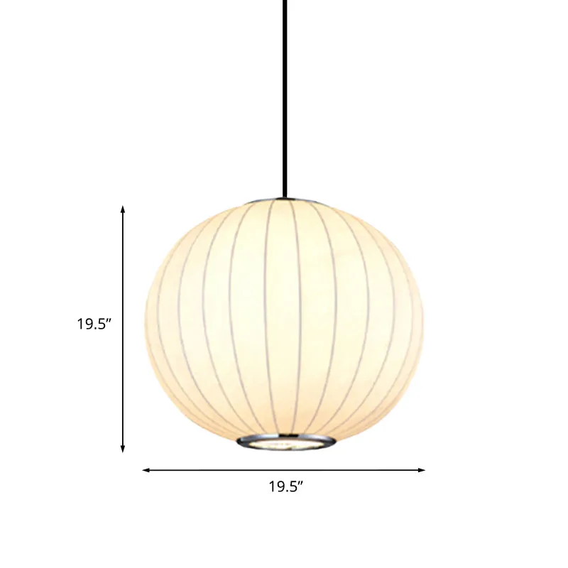 Simplicity 1-Licht-Hängeleuchte mit Stoffschirm, weiße Kugel-Hängeleuchte, 10"/12"/16" B Clearhalo