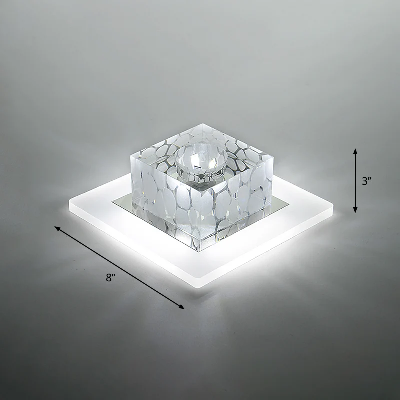 Simplicity Quadratische LED-Unterputzleuchte, Kristall-Korridor-Unterputz-Deckenleuchte Klar Clearhalo