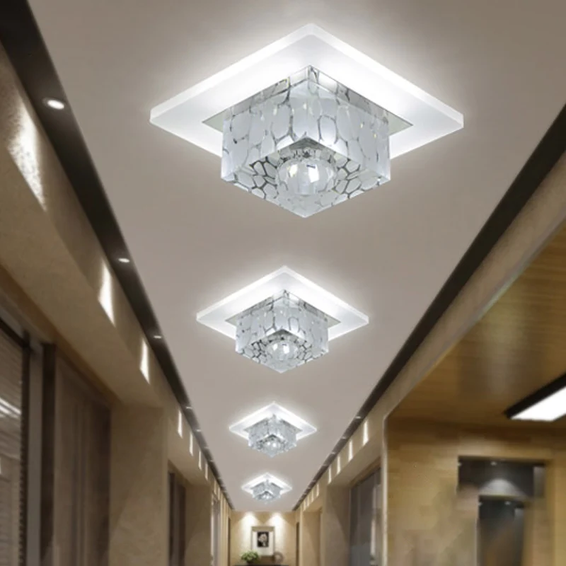 Simplicity Quadratische LED-Unterputzleuchte, Kristall-Korridor-Unterputz-Deckenleuchte Klar Clearhalo