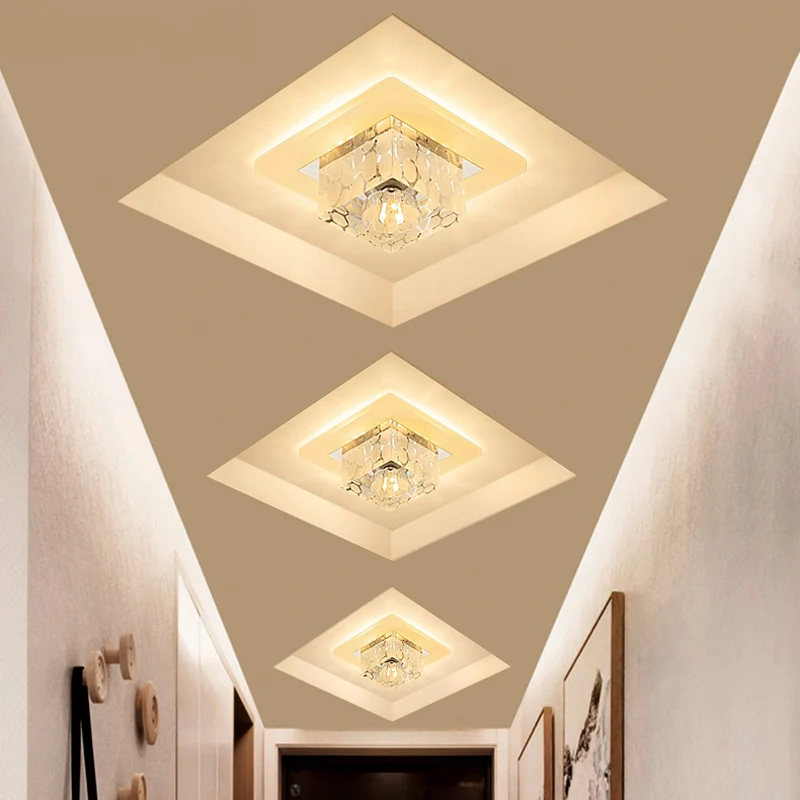 Simplicity Quadratische LED-Unterputzleuchte, Kristall-Korridor-Unterputz-Deckenleuchte Klar Clearhalo
