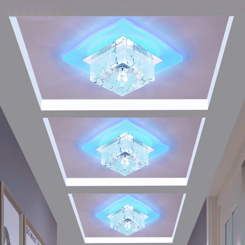 Simplicity Quadratische LED-Unterputzleuchte, Kristall-Korridor-Unterputz-Deckenleuchte Klar Clearhalo