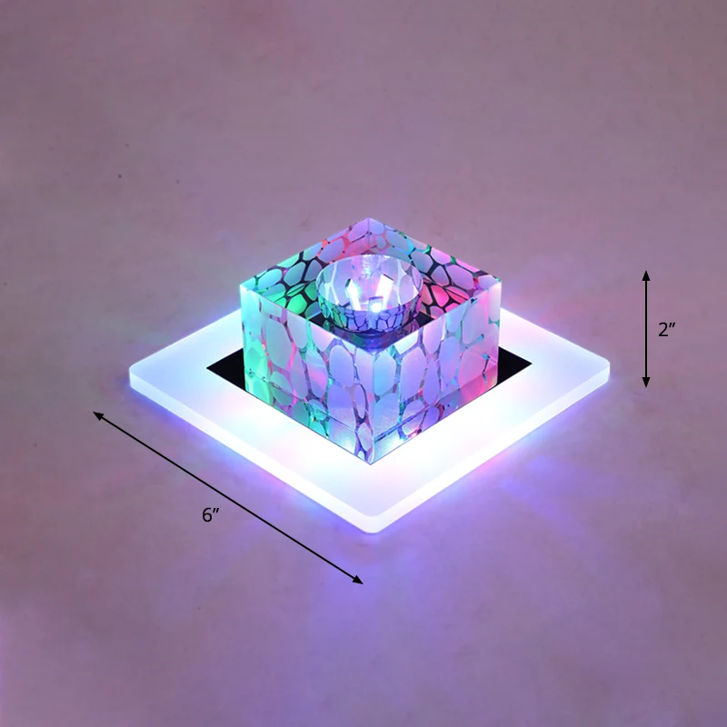 Simplicity Quadratische LED-Unterputzleuchte, Kristall-Korridor-Unterputz-Deckenleuchte Klar Clearhalo