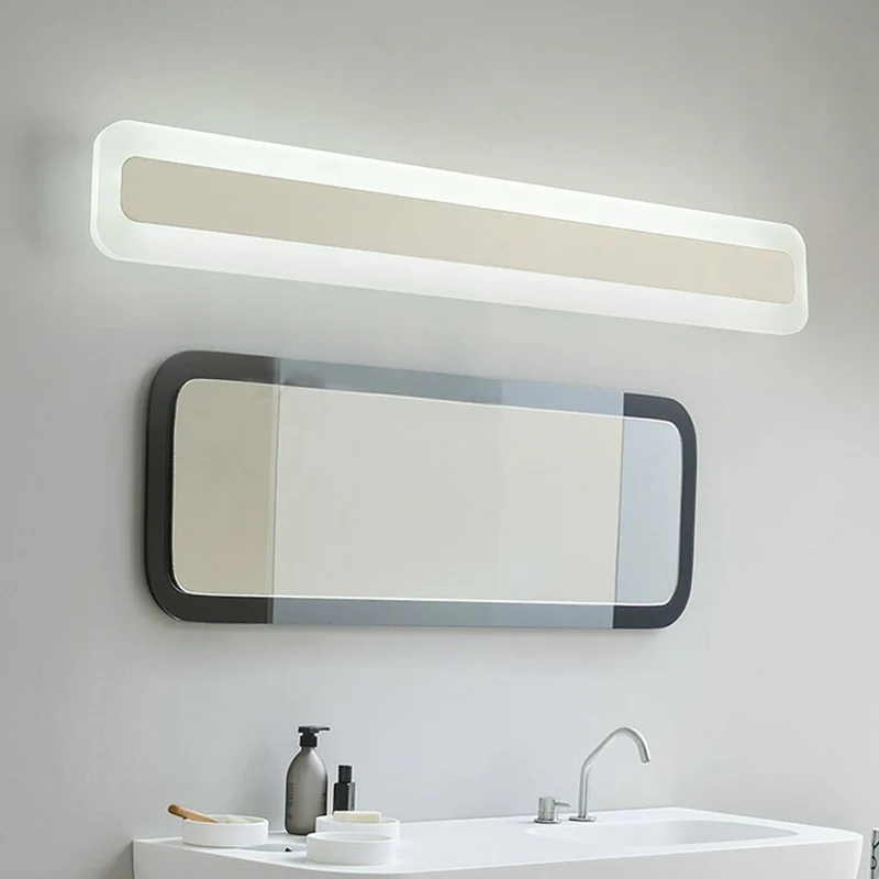 Simplicity Rechteckige Wandleuchte, Badezimmer-LED-Waschtischbeleuchtung aus Acryl Weiß Clearhalo