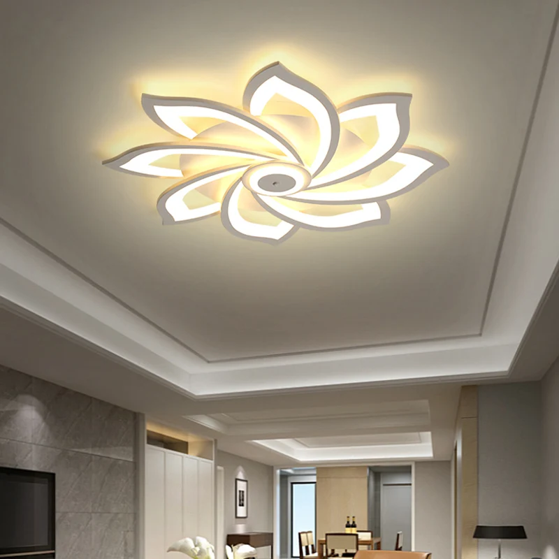 Simplicity Sunflower Deckenleuchte, Metall-Wohnzimmer-LED-Unterputzleuchte Weiß Clearhalo