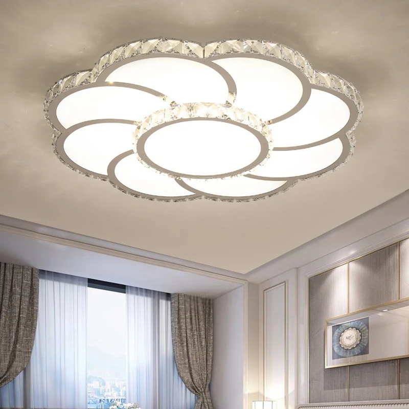 Smart Control LED-Einbauleuchte, 18"/24" breite, moderne, florale Kristall-Deckenleuchte warmem/weißem Licht Clearhalo