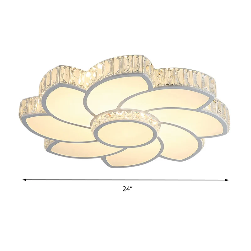 Smart Control LED-Einbauleuchte, 18"/24" breite, moderne, florale Kristall-Deckenleuchte warmem/weißem Licht Clearhalo