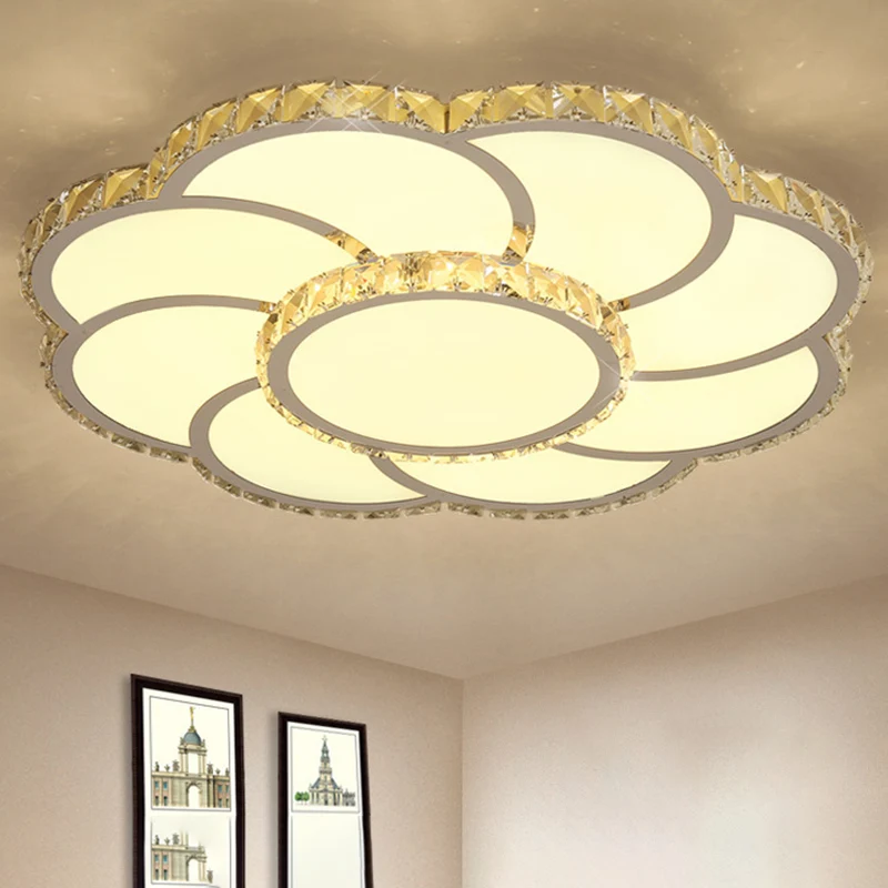 Smart Control LED-Einbauleuchte, 18"/24" breite, moderne, florale Kristall-Deckenleuchte warmem/weißem Licht Clearhalo