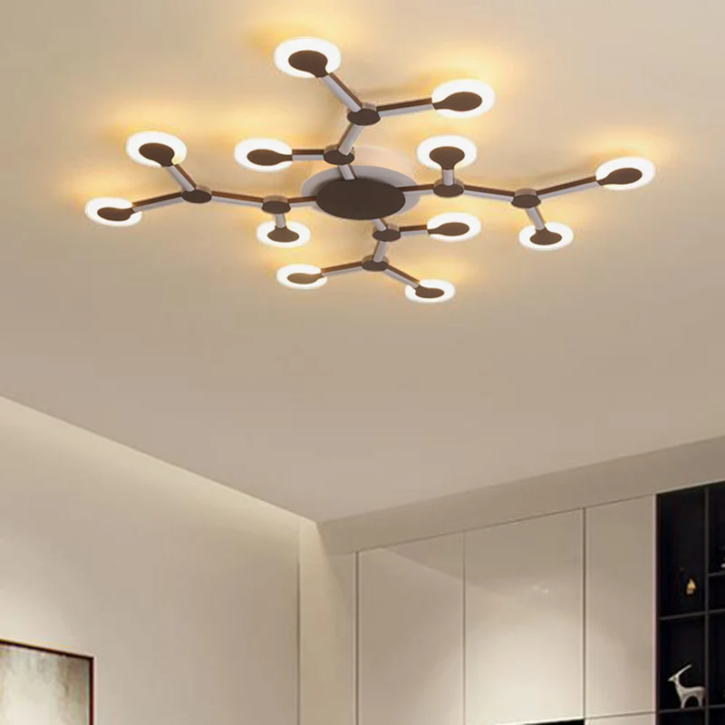 Starburst Flushmount minimalistische Acryl 33,5"/39" breite 9/12 Köpfe braune Deckenleuchte warmem/weißem Licht Clearhalo