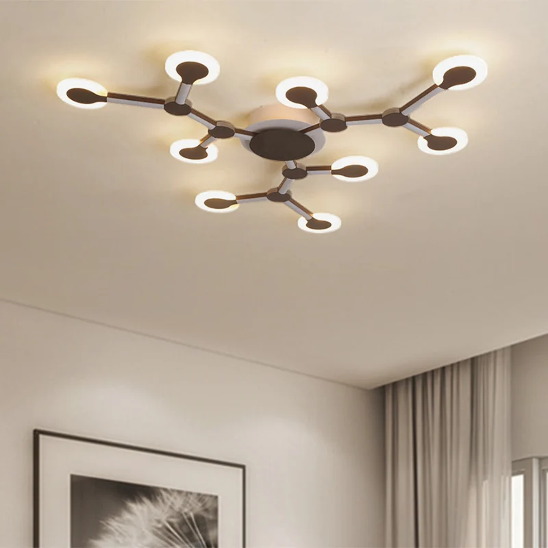 Starburst Flushmount minimalistische Acryl 33,5"/39" breite 9/12 Köpfe braune Deckenleuchte warmem/weißem Licht Clearhalo
