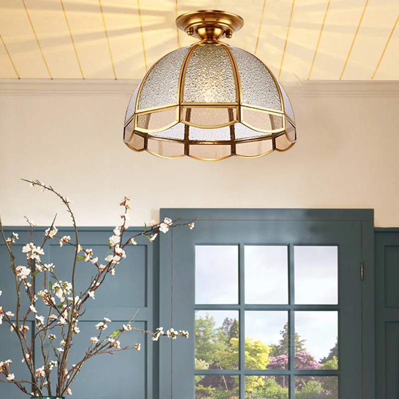 Tradition Dome Semi Flush Mount Lighting Deckenleuchte aus klarem Wasserglas mit 1 Glühbirne für den Flur Clearhalo