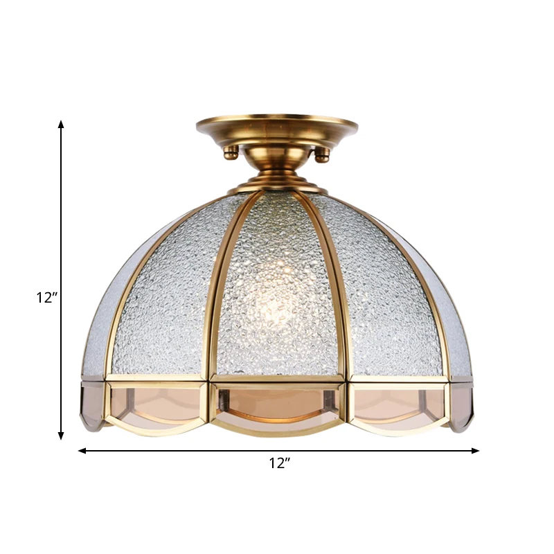 Tradition Dome Semi Flush Mount Lighting Deckenleuchte aus klarem Wasserglas mit 1 Glühbirne für den Flur Clearhalo