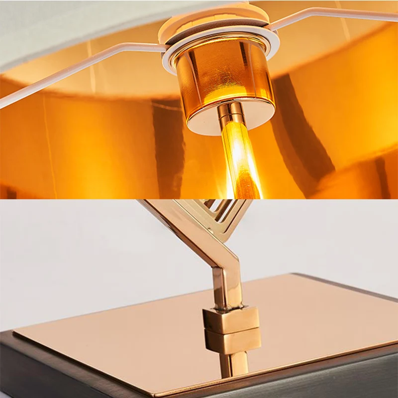 Traditionelle Drum-Arbeitsbeleuchtung aus Stoff, 1-flammige Schreibtischlampe Weiß mit quadratischer Metalldeko für den Na...