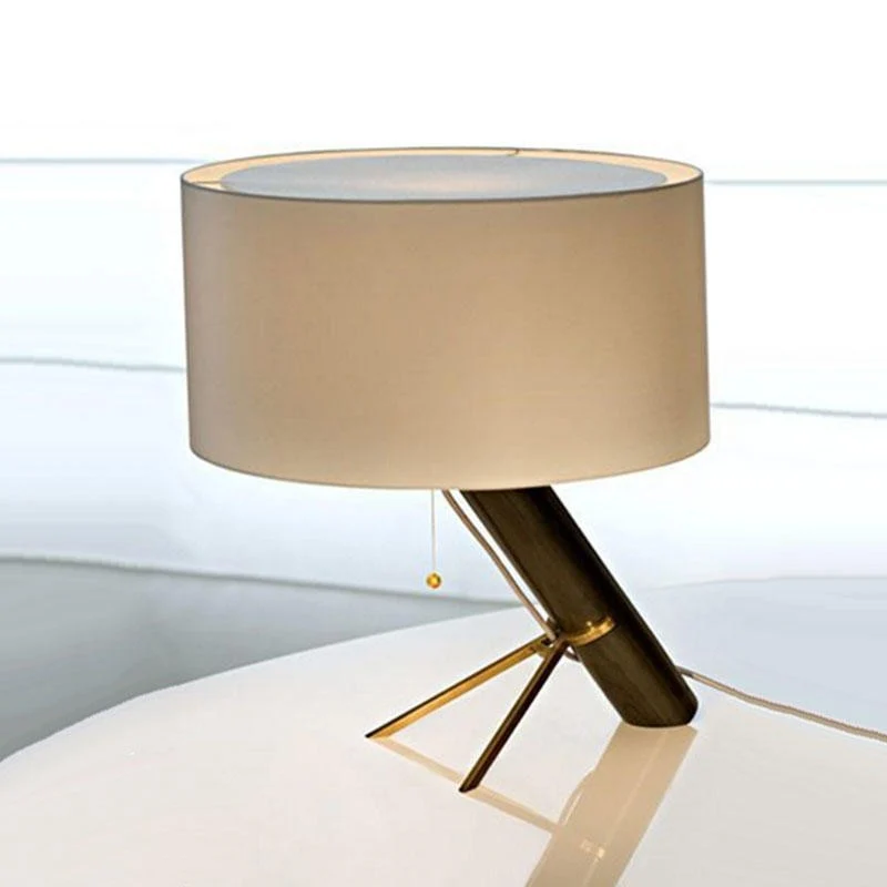 Traditionelle Trommel-Nachttischlampe mit 1 Licht, Stoff-Arbeitsbeleuchtung Weiß für Schlafzimmer Clearhalo