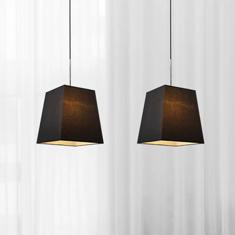 Trapezförmige Mini-Pendelleuchte, einfache schwarze Hängeleuchte aus Stoff für das Esszimmer Clearhalo