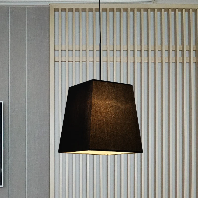 Trapezförmige Mini-Pendelleuchte, einfache schwarze Hängeleuchte aus Stoff für das Esszimmer Clearhalo