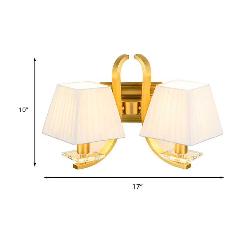 Trapezförmige Stoffschirm-Wandleuchte im Vintage-Stil, 1/2-Kopf-Wandleuchte für Schlafzimmer Gold Clearhalo