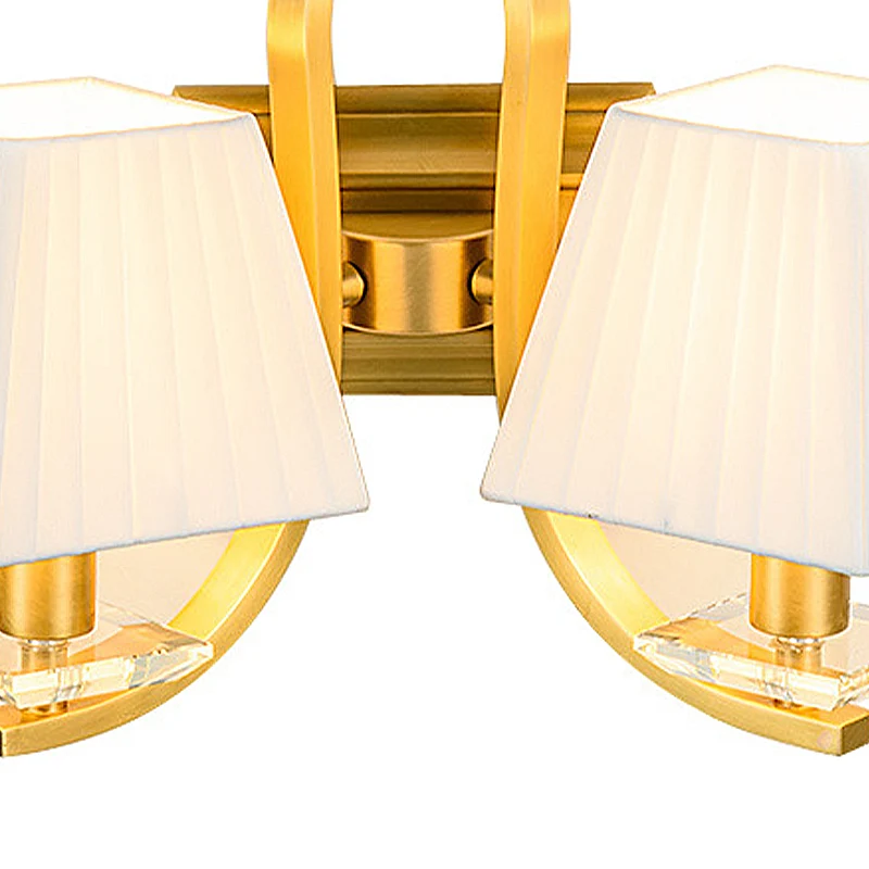 Trapezförmige Stoffschirm-Wandleuchte im Vintage-Stil, 1/2-Kopf-Wandleuchte für Schlafzimmer Gold Clearhalo