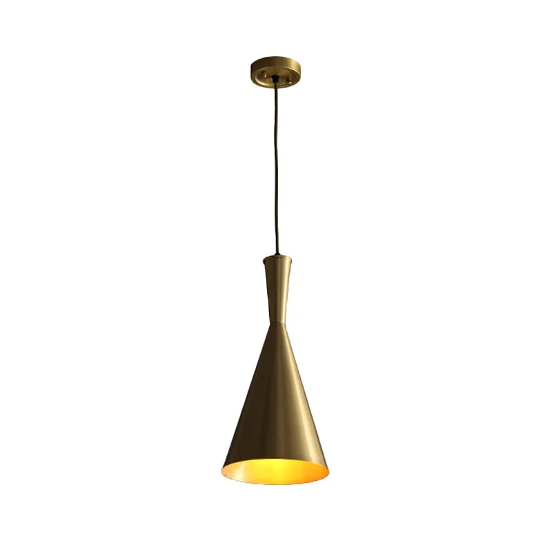 Trichter-Hängeleuchte Schwarz/Gold-Finish, Vintage-Metallic, 1 Glühbirne, Esszimmer-Decken-Hängelampe Clearhalo