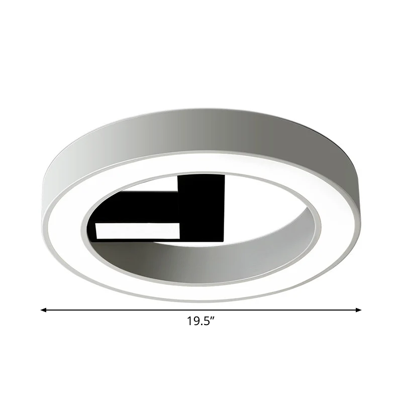 Uhrenförmige Schlafzimmer-Unterputz-LED-Minimalismus-Deckenleuchte aus Metall Weiß und Schwarz Clearhalo