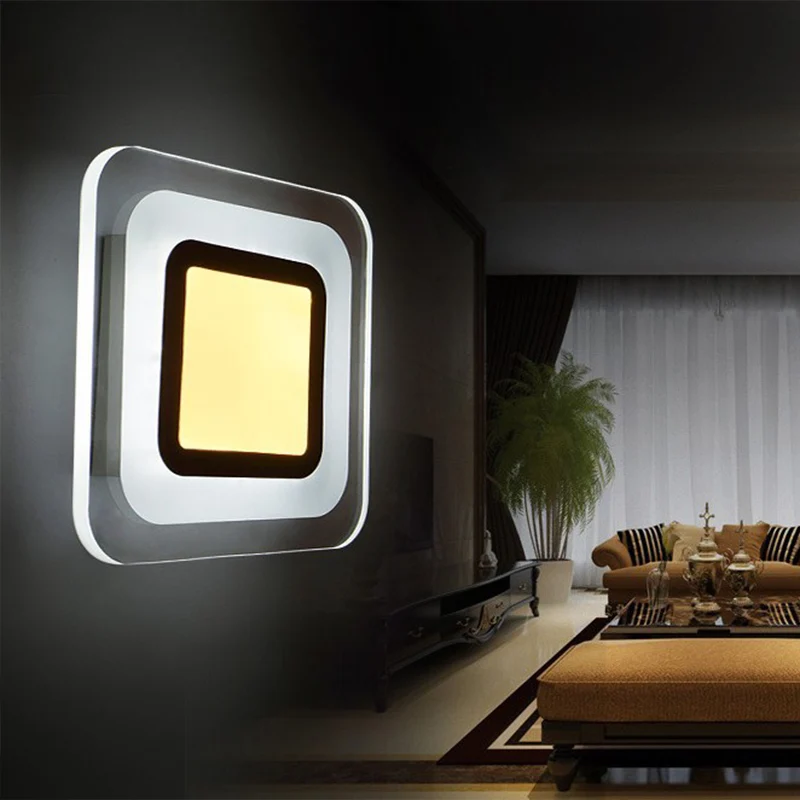 Ultradünne quadratische Wohnzimmer-Wandleuchte, minimalistische LED-Wandleuchte aus Acryl mit warmem/weißem Licht Clearhalo