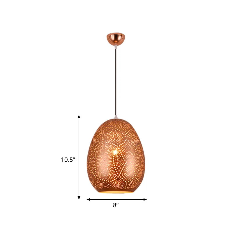 Urnen-Hängelampe, dekorative 1-Kopf-Deckenleuchte aus Metall Roségold, 8"/12" breit Clearhalo