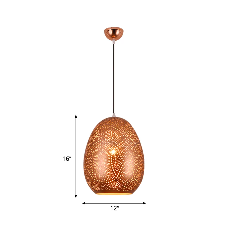 Urnen-Hängelampe, dekorative 1-Kopf-Deckenleuchte aus Metall Roségold, 8"/12" breit Clearhalo