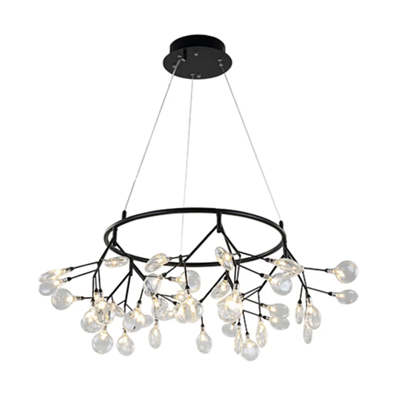 Verzweigte Firefly-Esszimmer-LED-Deckenbeleuchtung aus postmodernem Glas-Kronleuchter Clearhalo