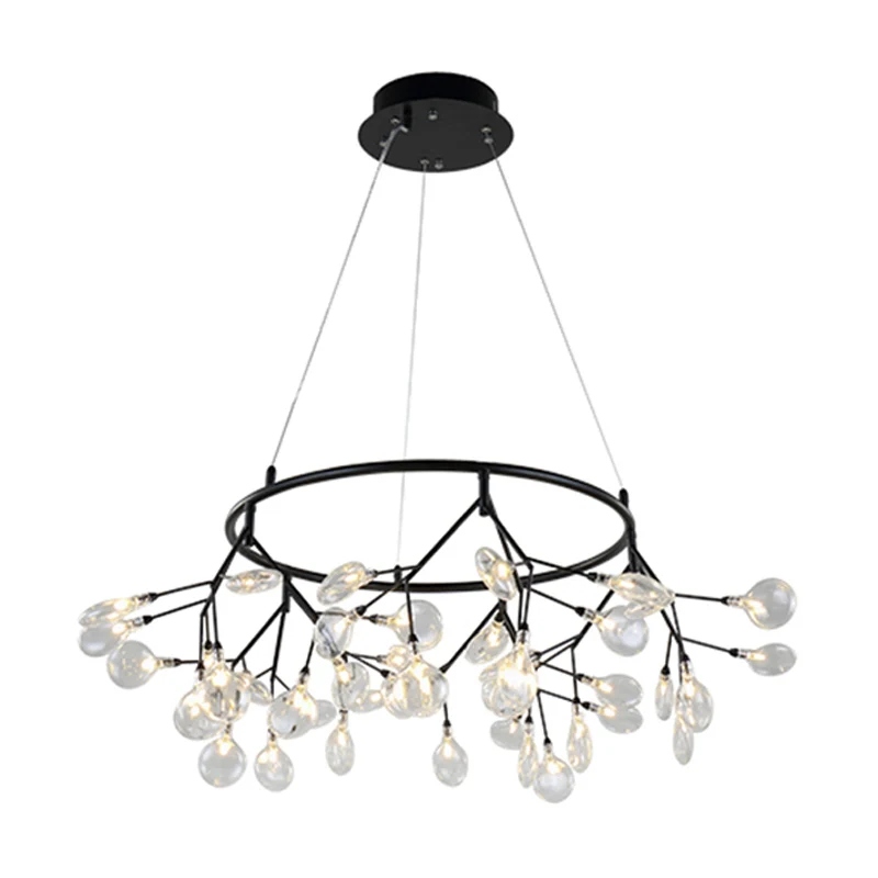 Verzweigte Firefly-Esszimmer-LED-Deckenbeleuchtung aus postmodernem Glas-Kronleuchter Clearhalo