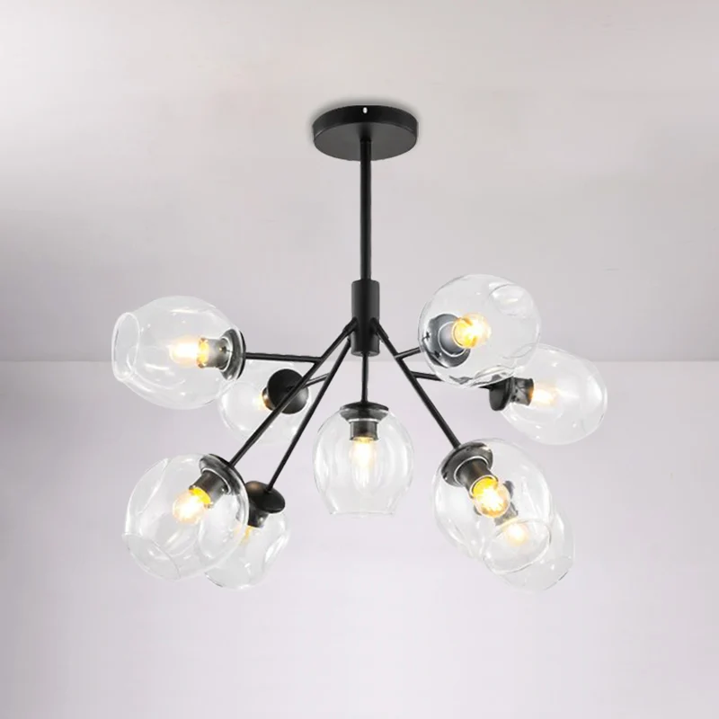 Verzweigter Kronleuchter aus klarem Glas, 7/9/13 Köpfe, moderne, einfache Deckenpendelleuchte Gold-Finish Clearhalo