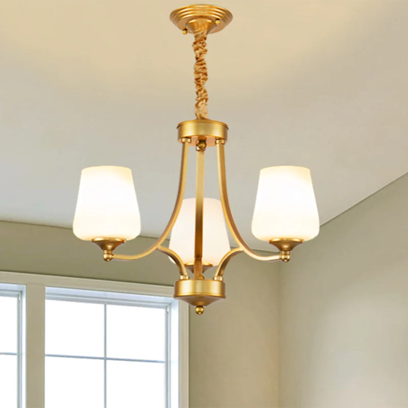 Vintage Bud Shade Kronleuchter Pendelleuchte Creme Glas Hängeleuchte für Wohnzimmer Clearhalo
