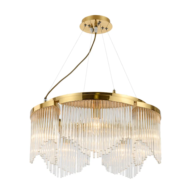 Vorhang Wohnzimmer Kronleuchter Licht klares Kristallglas 5 Köpfe zeitgenössische Deckenanhänger Clearhalo