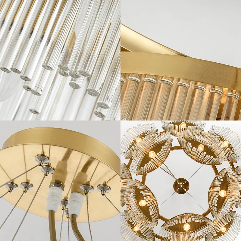 Vorhang Wohnzimmer Kronleuchter Licht klares Kristallglas 5 Köpfe zeitgenössische Deckenanhänger Clearhalo
