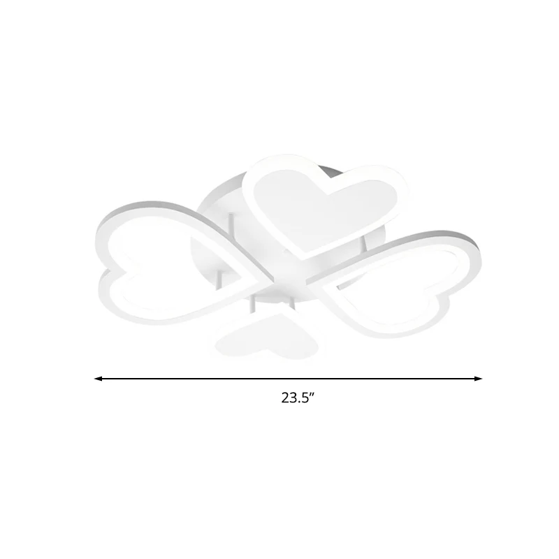 Weiße Halbdeckenleuchte für Kinder, 4 liebevolles Herz, Acryl-LED-Deckenleuchte für Babyschlafzimmer Clearhalo