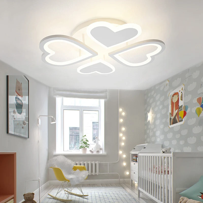 Weiße Halbdeckenleuchte für Kinder, 4 liebevolles Herz, Acryl-LED-Deckenleuchte für Babyschlafzimmer Clearhalo