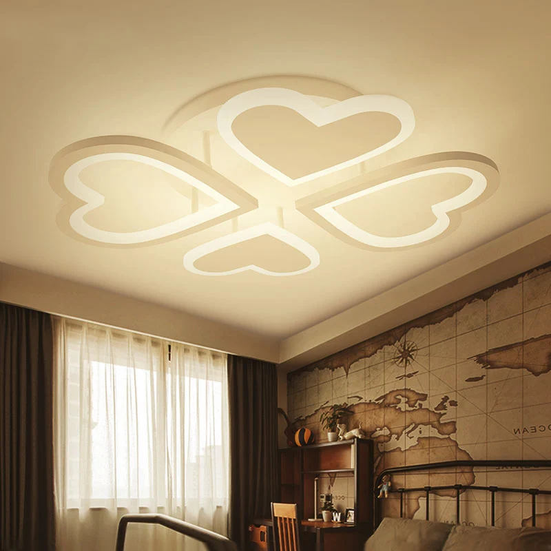 Weiße Halbdeckenleuchte für Kinder, 4 liebevolles Herz, Acryl-LED-Deckenleuchte für Babyschlafzimmer Clearhalo