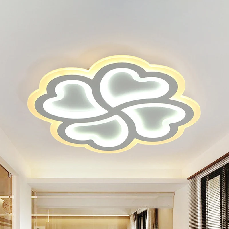 Weiße Kleeblatt-Deckenleuchte, 19,5"/23,5" W, moderne LED-Einbauleuchte Metallic-Optik mit warmem/weißem Licht Clearhalo