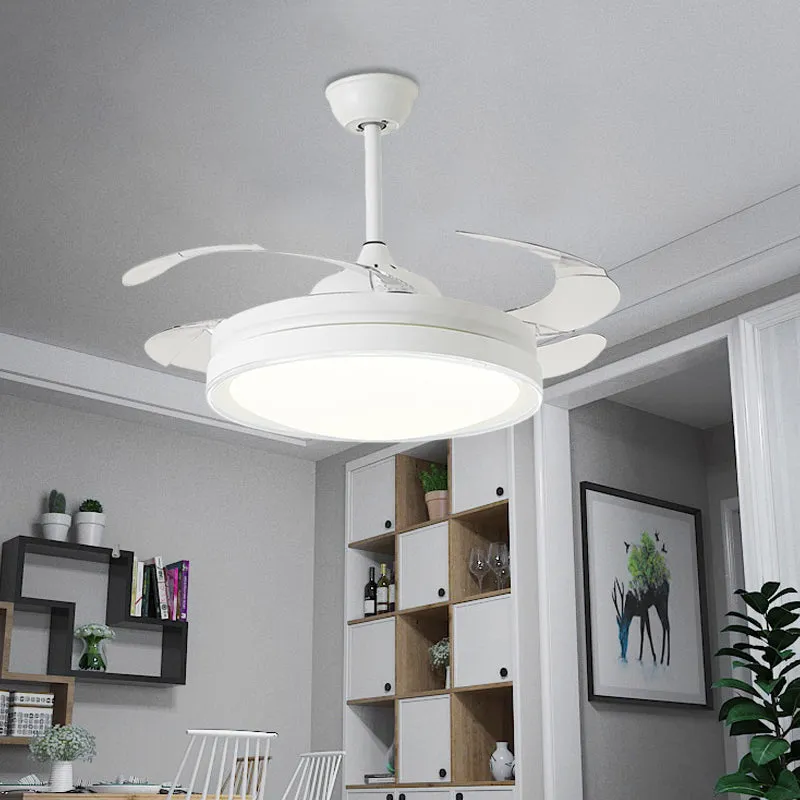 42" W weiße Kreis-Hängeleuchte, minimalistische LED-Esszimmer-Halbmontagebeleuchtung mit 4 Flügeln, Wand/Fernbedienung/Wan...